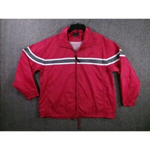 Vintage Lavon Windbreaker Men XL Red Reflective Stripe Track Jacket 90s Retro